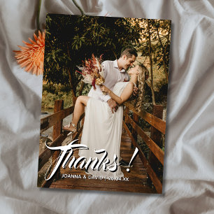 Tarjeta De Agradecimiento Boda clásico moderno Gracias Foto Champagne Gold