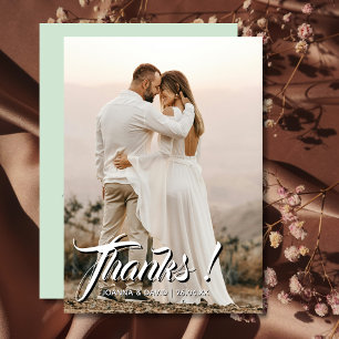 Tarjeta De Agradecimiento Boda clásico moderno Gracias Foto Sage Green