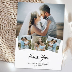 Tarjeta De Agradecimiento Boda Collage de fotos personalizado elegante de pa