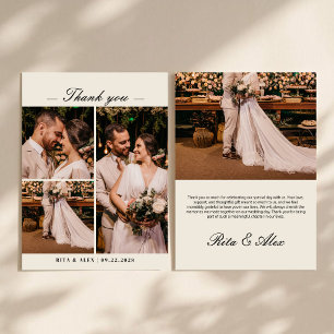 Tarjeta De Agradecimiento Boda Collage Fotográfico de Caligrafía Moderna y E