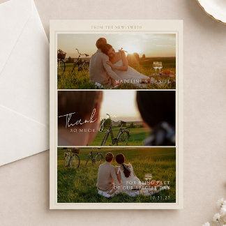 Tarjeta De Agradecimiento Boda Collage Fotográfico Romántico Atemporal con B