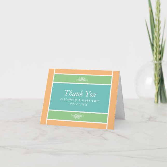 Tarjeta De Agradecimiento Boda - Colores Tropicales - Bloque Pastel Moderno (Anverso)