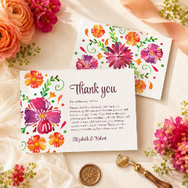 Tarjeta De Agradecimiento Boda Colorida Fiesta Mexicana