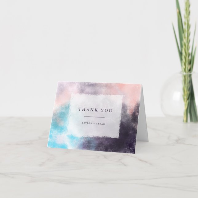 Tarjeta De Agradecimiento Boda colorido de cepillos modernos (Anverso)