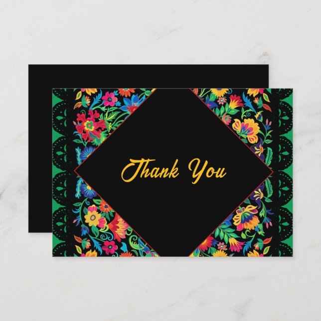 Tarjeta De Agradecimiento Boda colorido de México (Anverso / Reverso)