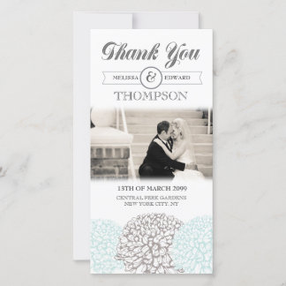 Tarjeta De Agradecimiento Boda Compromiso Aqua Flowers Gracias Foto