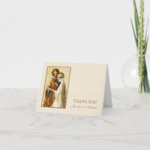 Tarjeta De Agradecimiento Boda Compromiso Novia Novio Religioso Católico