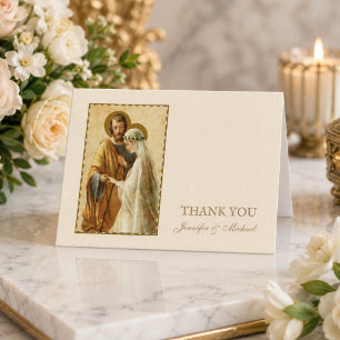 Tarjeta De Agradecimiento Boda Compromiso Novia Novio Religioso Católico