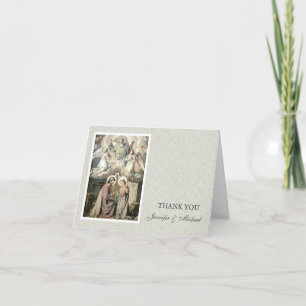 Tarjeta De Agradecimiento Boda Compromiso Novia Novio Religioso Vintage