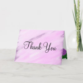 Tarjeta De Agradecimiento Boda con Acuarela Floral Violeta