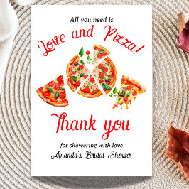 Tarjeta De Agradecimiento Boda con Amor Italiano y Fiesta de Pizza