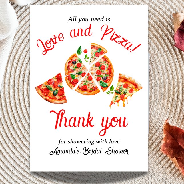 Tarjeta De Agradecimiento Boda con Amor Italiano y Fiesta de Pizza (Subido por el creador)