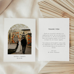 Tarjeta De Agradecimiento Boda con arco de foto moderno minimalista