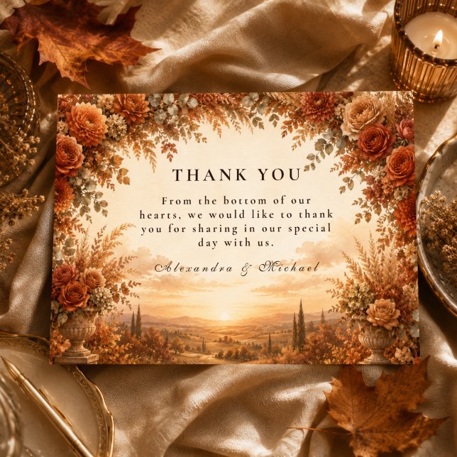 Tarjeta De Agradecimiento Boda con Arco de Otoño Encantado (Subido por el creador)