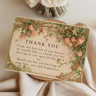 Tarjeta De Agradecimiento Boda con Arco de Rosa Vintage
