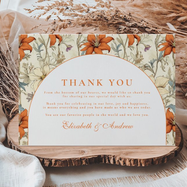 Tarjeta De Agradecimiento Boda con Arco Floral de Otoño (Subido por el creador)