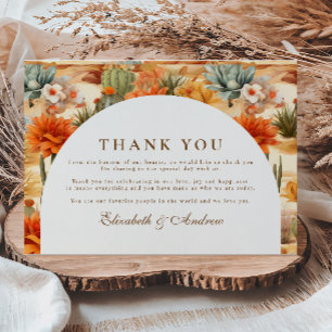 Tarjeta De Agradecimiento Boda con Arco Floral del Desierto