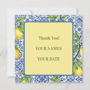 Tarjeta De Agradecimiento Boda con Azulejo Siciliano y Limón