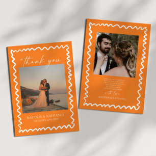 Tarjeta De Agradecimiento Boda con borde ondulado de naranja cítrica caprich