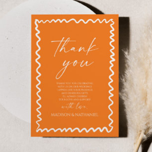 Tarjeta De Agradecimiento Boda con borde ondulado de naranja cítrica caprich