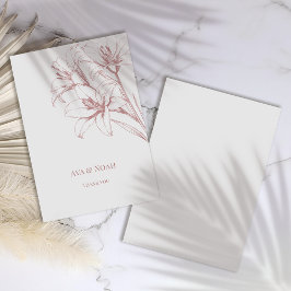 Tarjeta De Agradecimiento Boda con contorno de lirio rosa