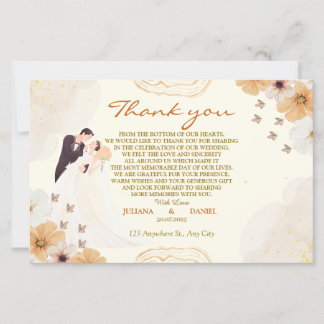 Tarjeta de agradecimiento boda con diseño floral c