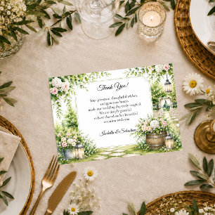 Tarjeta De Agradecimiento Boda con elegancia de jardín secreto romántico