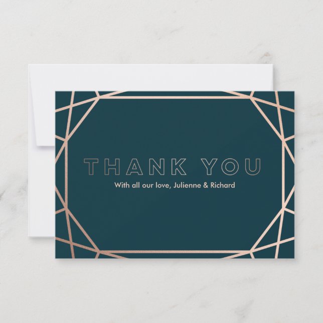 Tarjeta De Agradecimiento Boda con forma de diamante geométrico moderno Grac (Anverso)