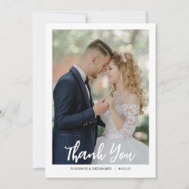 Tarjeta De Agradecimiento Boda con foto de guión moderno
