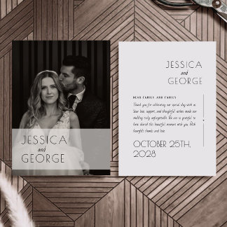 Tarjeta De Agradecimiento Boda con foto elegante y moderna de dinero antiguo