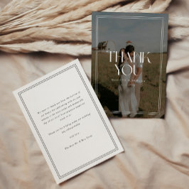 Tarjeta De Agradecimiento Boda con foto en blanco y negro y tipografía elega