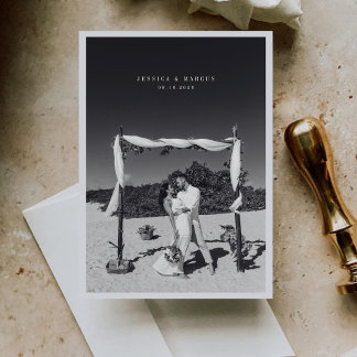 Tarjeta De Agradecimiento Boda con Foto Minimalista Moderna y Limpia