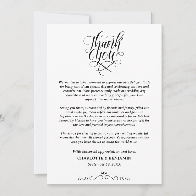 Tarjeta De Agradecimiento Boda con Foto Personalizada (Anverso)