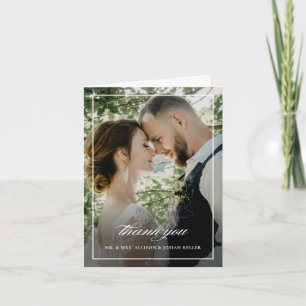 Tarjeta De Agradecimiento Boda con foto y guión clásico