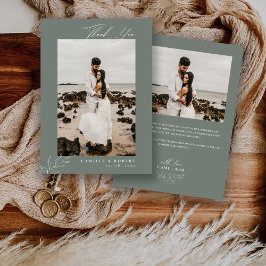 Tarjeta De Agradecimiento Boda con fotografía de caligrafía salvia minimalis