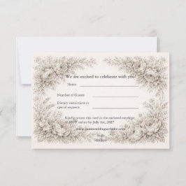 Tarjeta De Agradecimiento Boda con grabado botánico de la Regencia