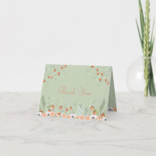 Tarjeta De Agradecimiento Boda con guión de salvia moderno acuarela floral