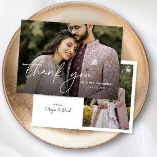 Tarjeta De Agradecimiento Boda con guión elegante minimalista moderno con do