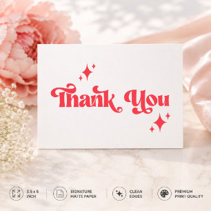 Tarjeta De Agradecimiento Boda con guión elegante y retro rojo y blanco