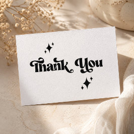 Tarjeta De Agradecimiento Boda con guión negro moderno retro
