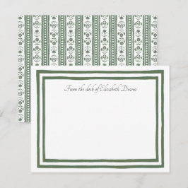 Tarjeta De Agradecimiento Boda con Impresión Botánica en Verde y Blanco