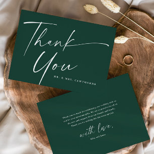 Tarjeta De Agradecimiento Boda con letra cursiva elegante moderna 