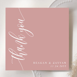Tarjeta De Agradecimiento Boda con letra de caligrafía rosa polvorienta