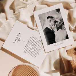 Tarjeta De Agradecimiento Boda con Letra Moderna Elegante