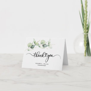 Tarjeta De Agradecimiento Boda con letras de mano de Eucalyptus