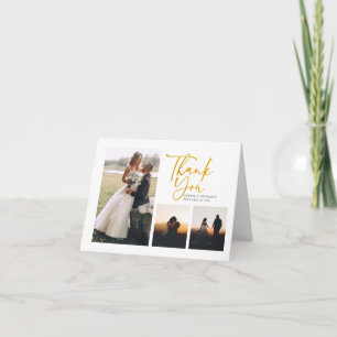 Tarjeta De Agradecimiento Boda con letras de oro modernas