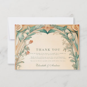 Tarjeta De Agradecimiento Boda con marco botánico cálido