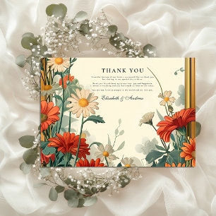 Tarjeta De Agradecimiento Boda con marco de flor silvestre Art Nouveau