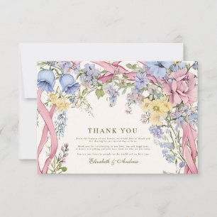 Tarjeta De Agradecimiento Boda con marco floral vintage