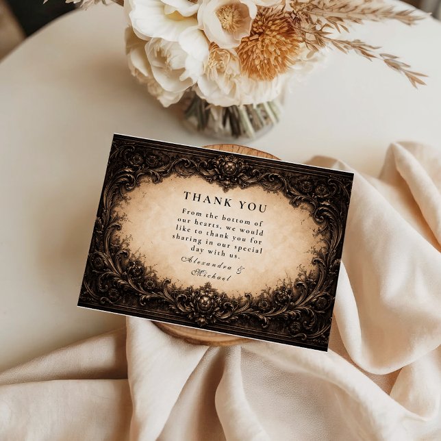 Tarjeta De Agradecimiento Boda con marco gótico barroco (Subido por el creador)